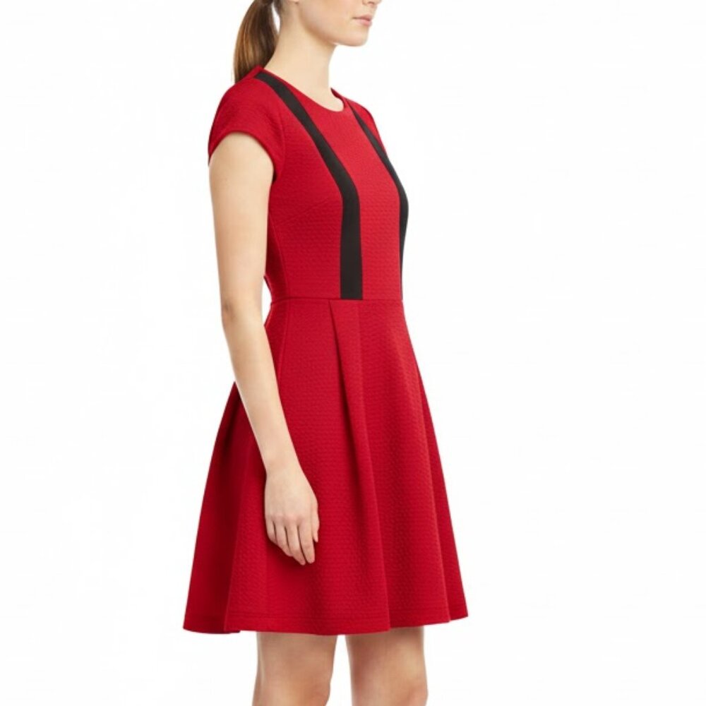 Monteau Fit and Flair Black and Fuchsia Dress - M